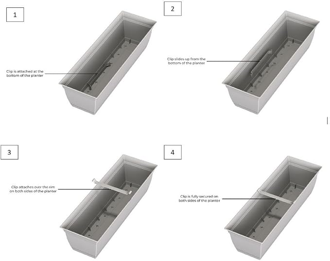 The HC Companies 24 Inch Eclipse Window Planter Box with Drainage Holes & Attached Saucer, Lightweight UV-Resistant Plastic Indoor & Outdoor Planters, 2-Pack Flower Box for Garden & Home Decor, Black