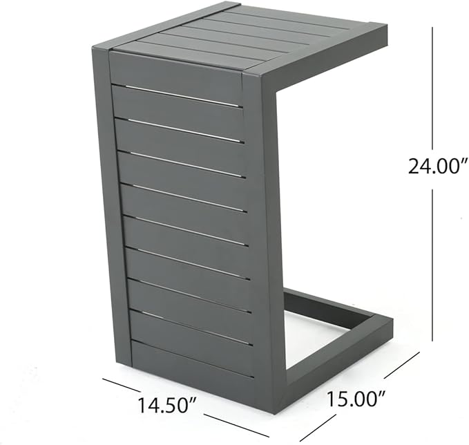 Christopher Knight Home Cape Coral Outdoor Aluminum C-Shaped Side Table, Grey