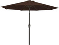 MEWAY 9ft Patio Umbrella Outdoor Table Umbrellas with Push Button Tilt and Crank, Market Umbrella 8 Sturdy Ribs for Deck, Garden, Pool and Backyard, Brown