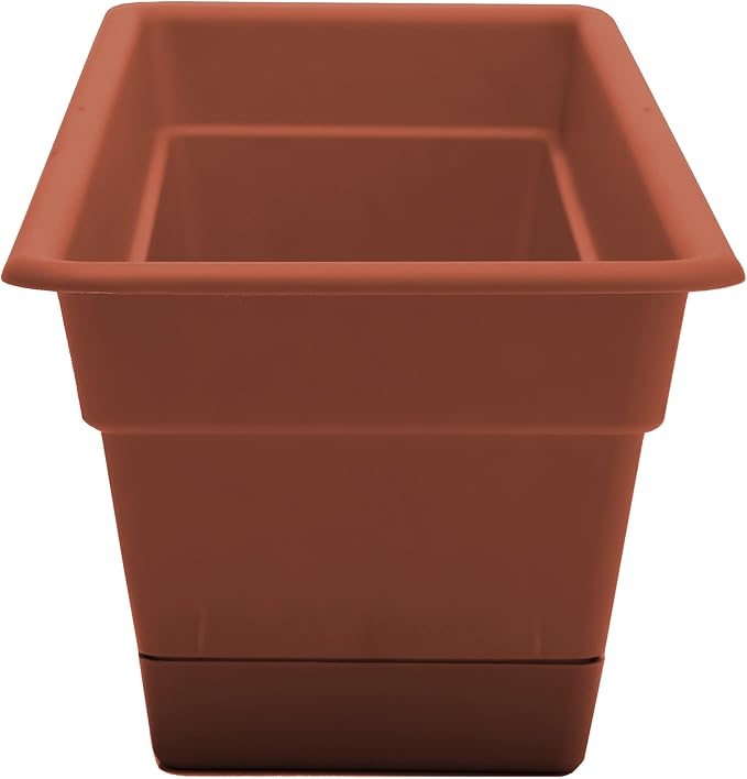 Bloem Dura Cotta 18" Terra Cotta Resin Rectangle Window Box Planter with Saucer Tray for Indoor and Outdoor Gardening