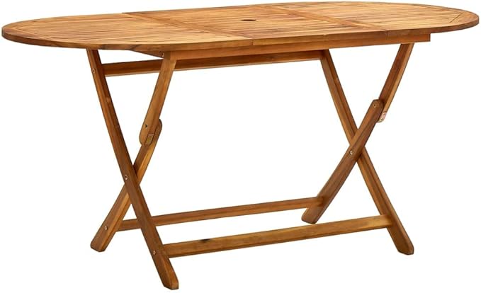 vidaXL Solid Acacia Wood Folding Patio Table - Elegant Outdoor Dining Furniture for Garden, Terrace, Patio