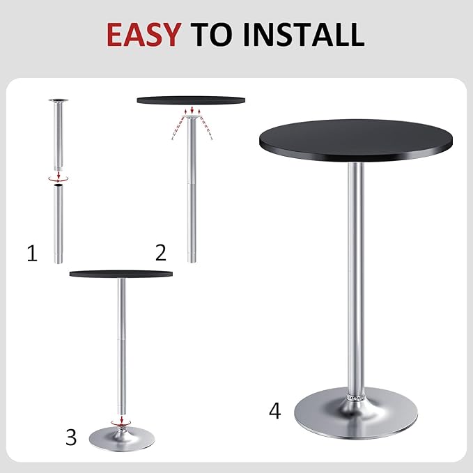Furmax Bistro Pub Table Round Bar Height Cocktail Table for Home Bar, Small Round Bar Tables for Party, Dining Room, Living Room and Wedding, Metal Base MDF Top Obsidian, 40.6 Inch Height (4, Black-2)