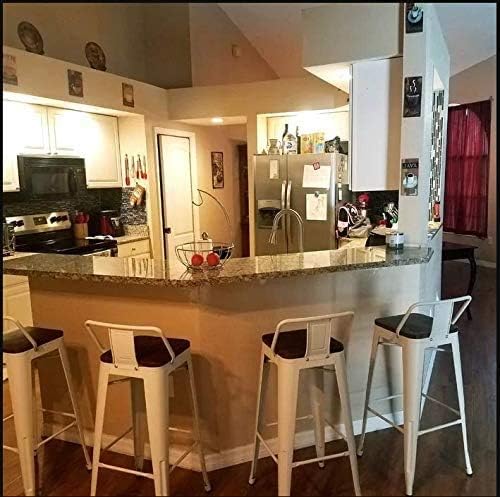 Yongchuang 26 inch Metal Bar Stools Set of 4 Counter Height Barstools Farmhouse Kitchen Bar Chairs with Wood Seat Low Back Cream White