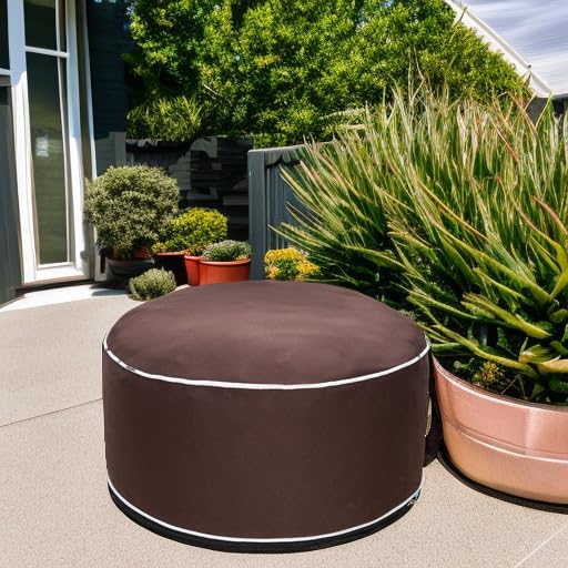 QILLOWAY Indoor/Outdoor Inflatable Stool,Round Ottoman,All Weather Foot Rest for Camping or Home,Coffee