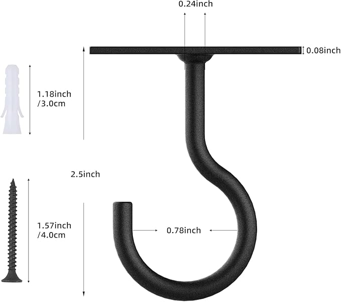 Ceiling Hooks for Hanging Plants 20Pcs Black