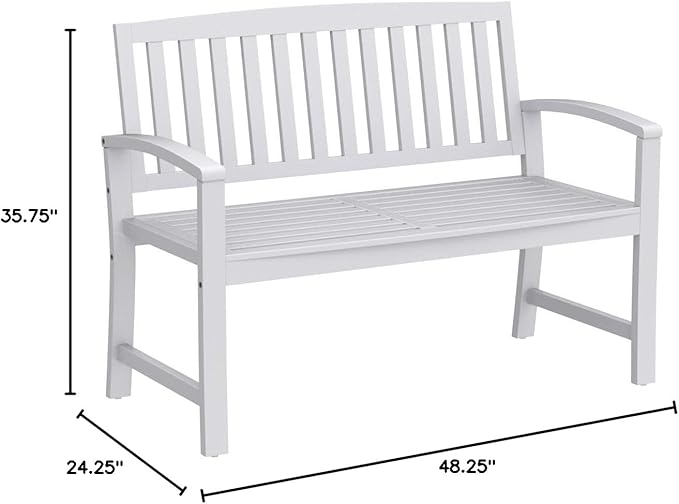 Christopher Knight Home Loja Outdoor Acacia Wood Bench, Pu White