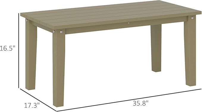 Outsunny HDPE Outdoor Coffee Table, All-Weather Rectangle Patio Coffee Table, Plastic Outdoor Patio Table with Slatted Tabletop for Garden, Balcony, Backyard, Brown