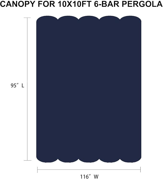 Pergola Shade Cover Replacement Canopy Top Compatible with 10 X 10 ft 6-Bar Pergola Frames - Navy Blue (Canopy Size 116" W x 95" L, Canopy Top Only)