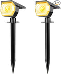 2 Pack Solar Spot Lights Outdoor, Solar Spotlights Outdoor Waterproof 2-in-1 Auto On/Off Landscape Lighting for Outside Yard Wall Garden Pathway(Warm White)