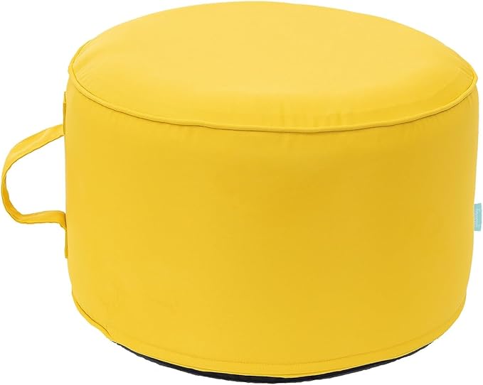 QILLOWAY Indoor/Outdoor Inflatable Stool,Round Ottoman,All Weather Foot Rest for Camping or Home,Yellow