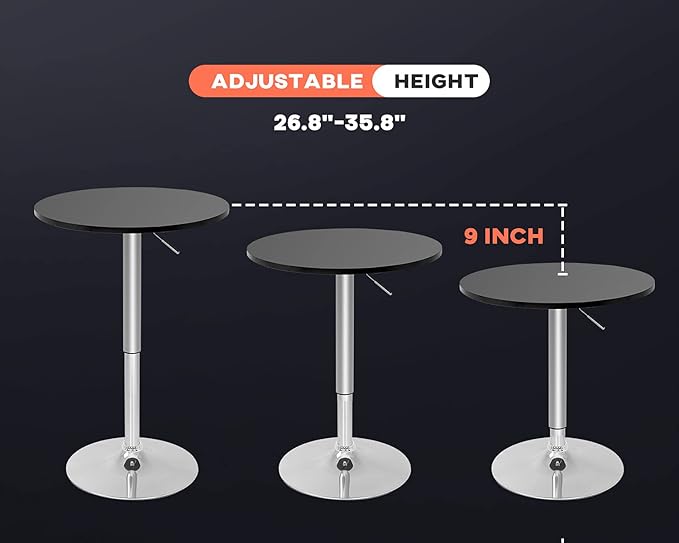 Modern Bar Table Height Adjustable Kitchen Dining Table Round Pub Table Counter Table Bar Top Table Tall Table Hydraulic Dining Room Home Kitchen Table