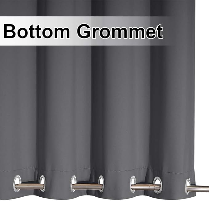 NICETOWN Outdoor Curtain for Patio Waterproof Extra Long 120" L, Fixed Windproof Rustproof Top and Bottom Grommet Blackout Outdoor Drape for Yard/Sliding Door, Grey, 1 Panel, 100" W