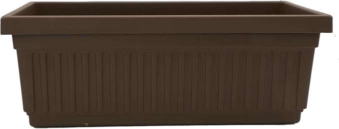The HC Companies Venetian Window Planter Box w/Drain Plug - Long Planter Box for Windowsills, Balconies & More - Plastic Rectangular Outdoor Planters for Herbs & Flowers (18" Chocolate, Pack of 1)