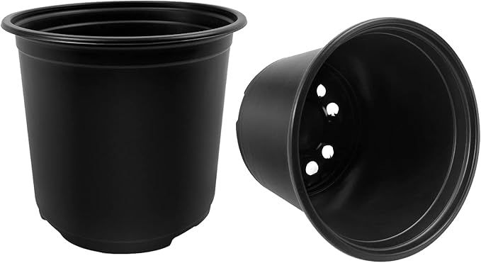 RAOOKIF 100 Pack Nursery Pots, 4 5 6 Inch Nursery Pot for Plants, Plastic Plant Pots with Drainage Holes, Garden Flower Pots for Transplanting, Succulents, Cuttings, Seedlings(6inch,100pcs)