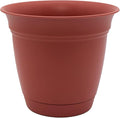 The HC Companies Eclipse Round Planter with Saucer - Outdoor & Indoor Plant Pot with Drainage Holes - Lightweight, UV-Resistant Plastic Pots for Plants, Flowers & Herbs (16" Clay, Pack of 1)