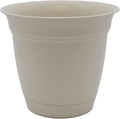 The HC Companies Eclipse Round Planter with Saucer - Outdoor & Indoor Plant Pot with Drainage Holes - Lightweight, UV-Resistant Plastic Pots for Plants, Flowers & Herbs (8" Cottage Stone, Pack of 1)