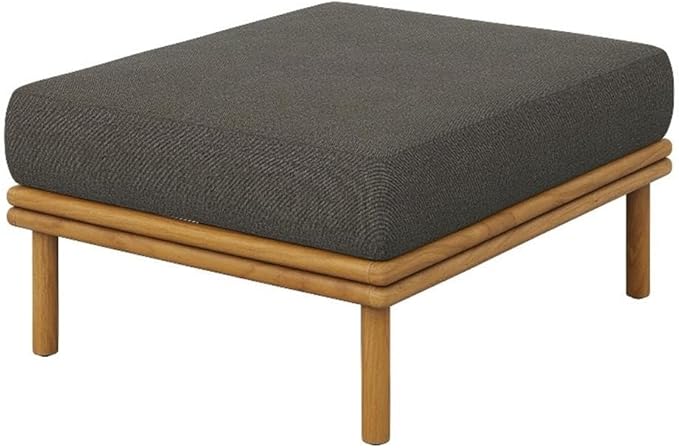 Modway Wren Teak Wood Outdoor Ottoman in Natural Flint Gray