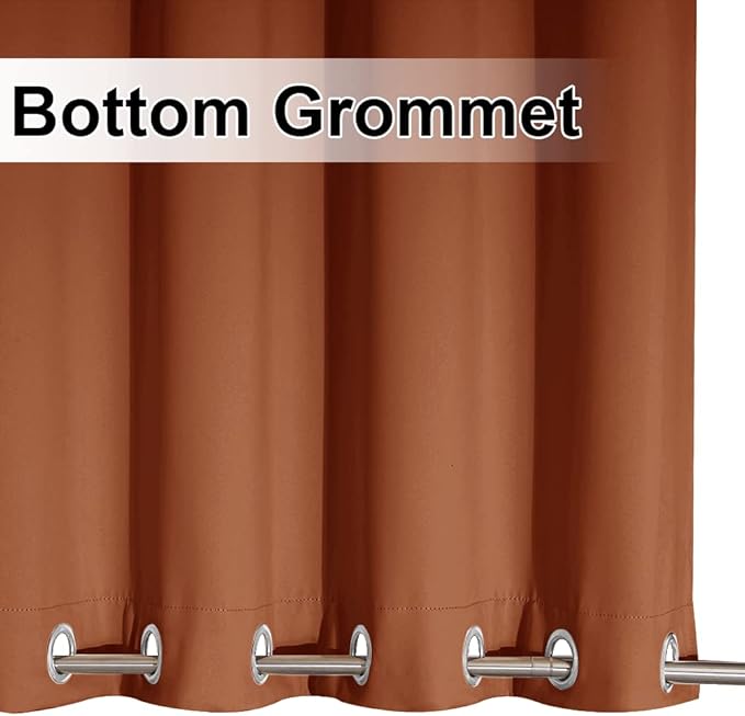 NICETOWN Outdoor Curtains Waterproof & Windproof, Thermal Insulated Top and Bottom Rustproof Grommet Heavy Weight Sunlight Block Patio Drapes, Burnt Orange, 52 x 95 inches