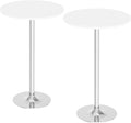 Flamaker Round Bistro Pub Table Modern Style Metal Base MDF Top Cocktail Bar Table Counter Bar Height for Pub, Dining Room, Party (2, White-Silver)