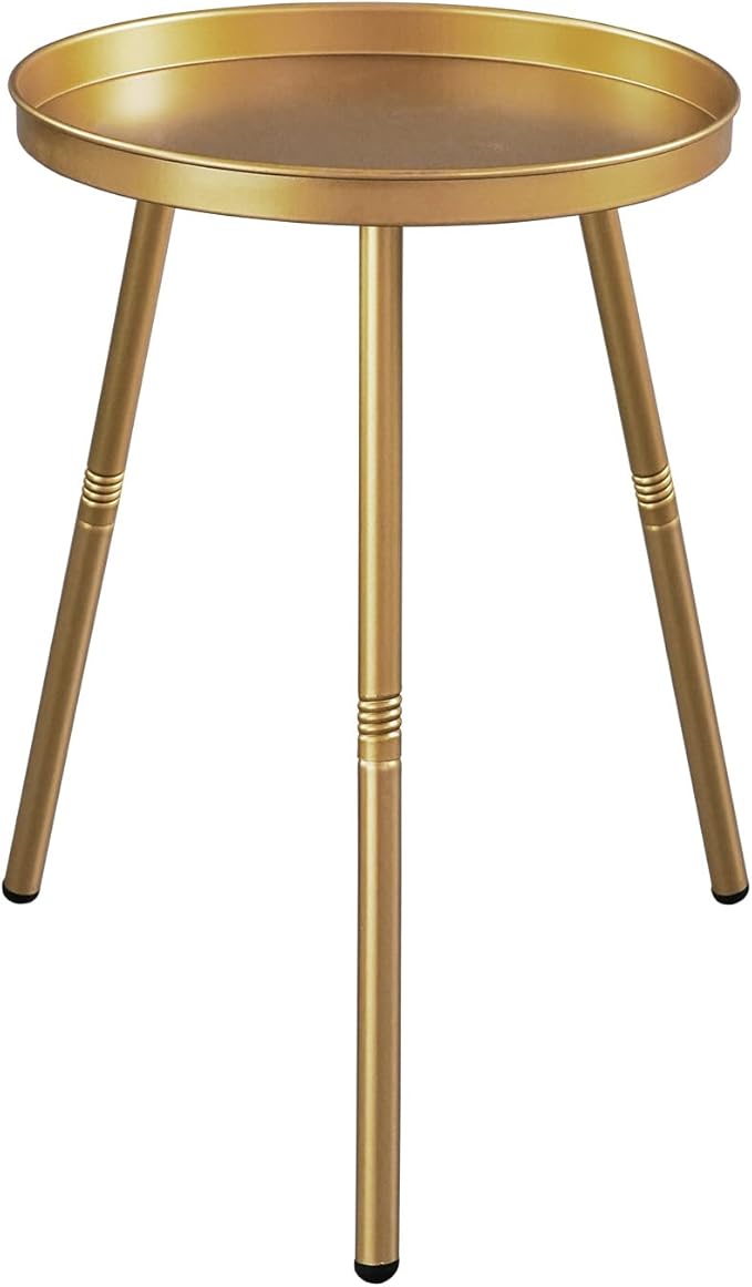 AOJEZOR Side Table: End Table for Any Room - Small Side Tables for Small Spaces Pure Golden with 3 Legged