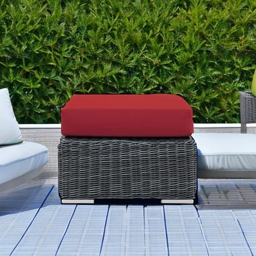 Modway EEI-1869-GRY-RED Ottoman, Canvas Red
