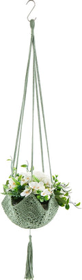 Shappy 1 Pack Jute Crochet Long Plant Hanger for 3 Inch to 12 Inch Pots, Macrame Plant Holder Rope with S Shaped Hooks for Halloween Home Decor (Sage Green)