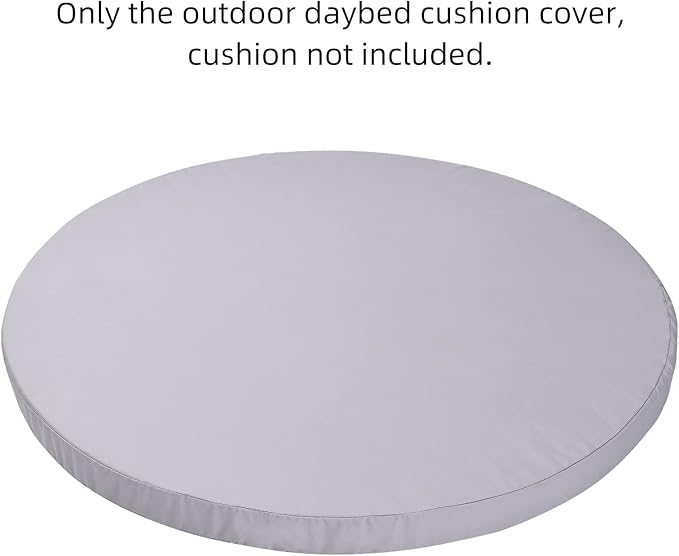 MICTONY Outdoor Daybed Cushion Cover, 66" Replacement Daybed Cover with Elastic Band, Sun Bed Cushion Cover, Outdoor Round Bed Cushion, Cover ONLY (Daybed NOT Included) (White)