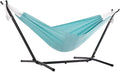 Vivere Double Polyester Hammock with Space Saving Steel Stand and Premium Carry Bag - 450 lb Capacity