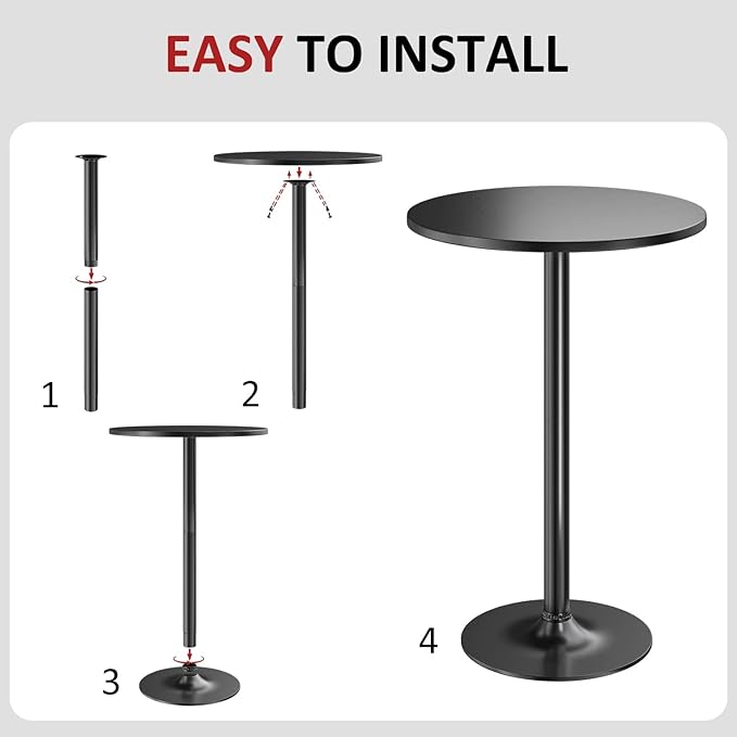 Furmax Bistro Pub Table Round Bar Height Cocktail Table for Home Bar, Small Round Bar Tables for Party, Dining Room, Living Room and Wedding, Metal Base MDF Top Obsidian, 40.6 Inch Height (4, Black-1)