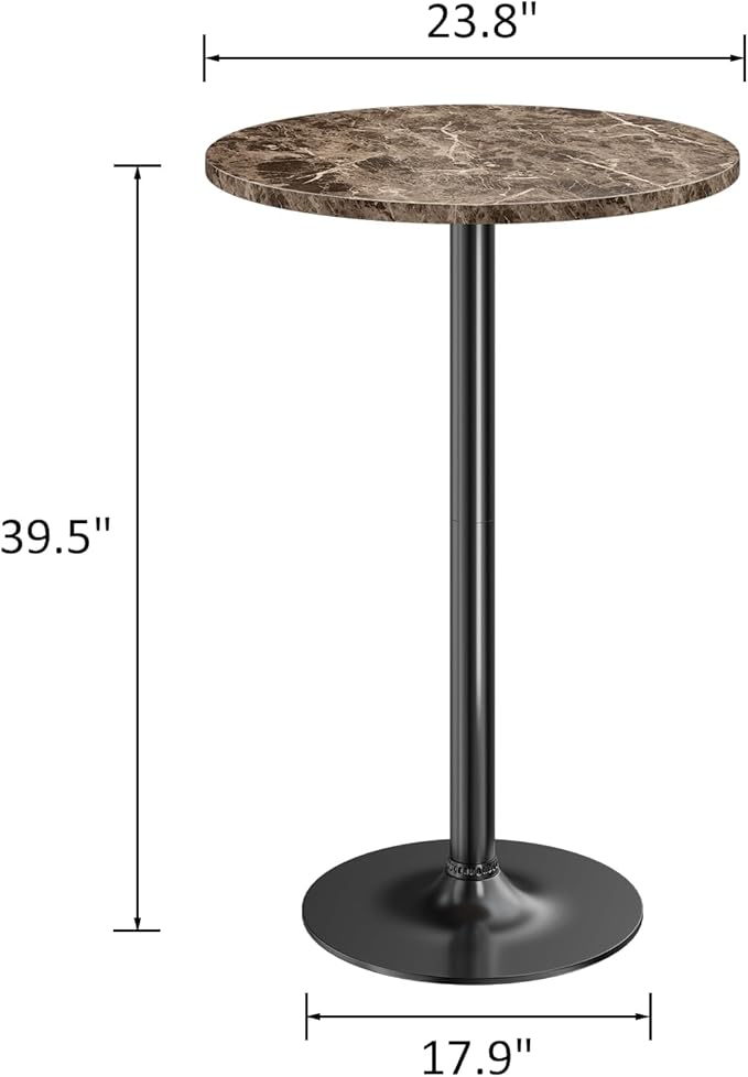 Furmax Bistro Pub Table Round Bar Height Cocktail Table for Home Bar, Round Bar Tables for Party, Dining Room, Living Room and Wedding, Metal Base MDF Top Obsidian, 40.6 Inch Height (4, Faux Marble)