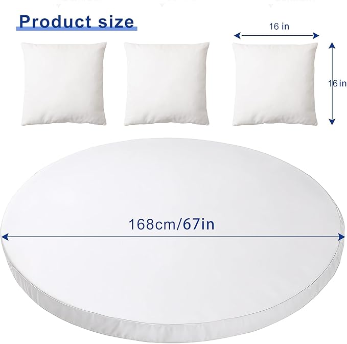 MICTONY Outdoor Daybed Cushion Cover, 66" Replacement Daybed Cover with Elastic Band, Sun Bed Cushion Cover, Outdoor Round Bed Cushion, Cover ONLY (Daybed NOT Included) (White)