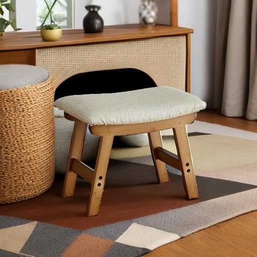 Foot Stools Ottoman, Small Soft Footrest Ottoman with Wood Legs, Sofa Footrest Extra Seating for Living Room Entryway Office
