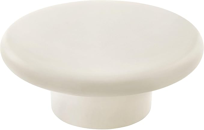 Modway Argos Round Concrete Coffee Table in White - Cement Low Coffee Table for Sitting on The Floor - Weather Resistant Stone Patio Coffee Table - Indoor Outdoor 34 Inch Center Table