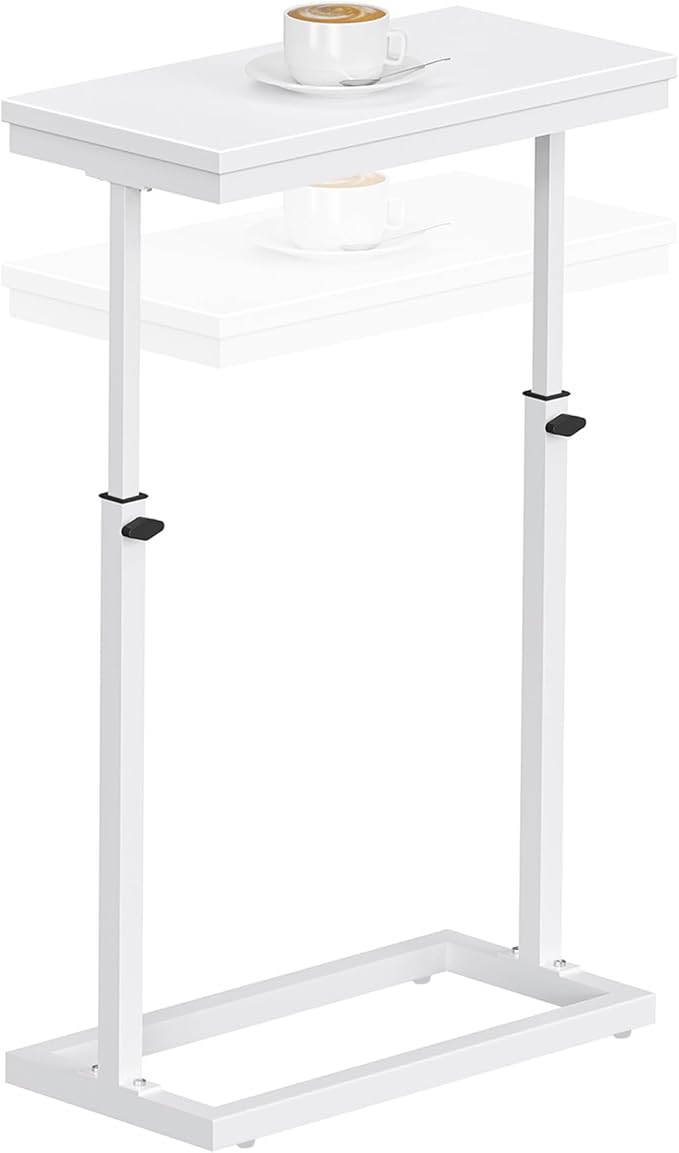 TUTOTAK End Table, Side Table, Tall Couch Table, Sofa Table, Living Room, Bedroom,White TB01BW083