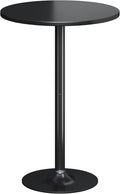 Flamaker Round Bistro Pub Table Modern Style Metal Base MDF Top Cocktail Bar Table Counter Bar Height for Pub, Dining Room, Party (1, Full Black)