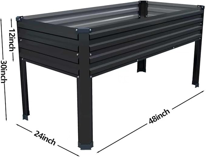 Galvanized Raised Garden Bed with Legs,2PCS 48×24×30in Elevated Planter Box for Backyard,Garden, Patio, Balcony, 350lb Capacity,Planters for Outdoor Plants,Black
