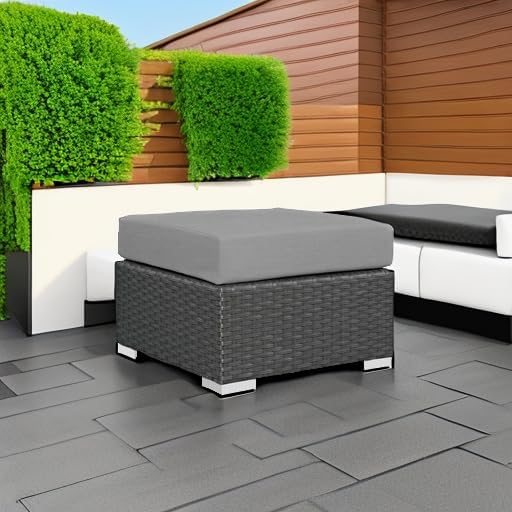 Modway EEI-1855-CHC-GRY Sojourn Outdoor Patio Sunbrella Ottoman in Canvas Gray