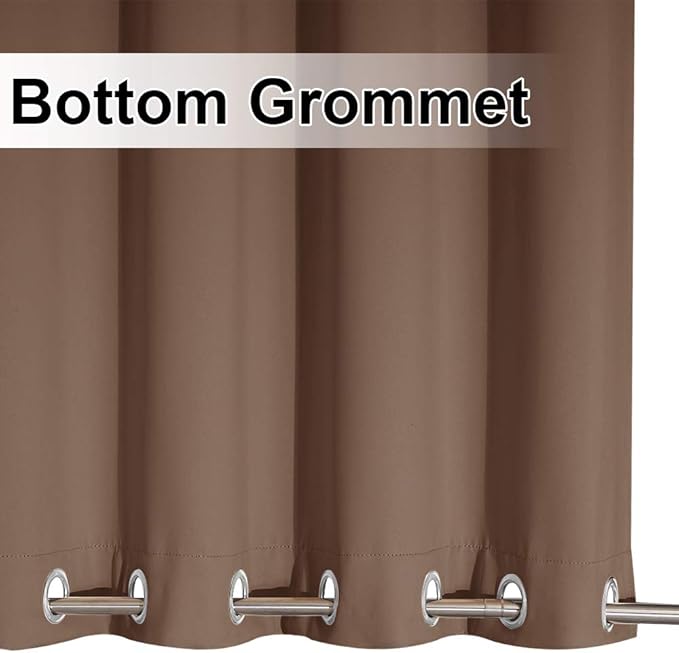 NICETOWN 2 Panels Weighted Blackout Curtains Rustproof Fixed Grommet Top and Bottom, Thermal Insulated Keep Rain Out Blackout Heavy Weight Wind Break Outdoor Draperies, 52 by 108 inches, Tan-Khaki