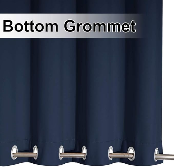 NICETOWN Navy Blue Outdoor Curtain for Patio Waterproof & Windproof Extra Wide, Rustproof Top and Bottom Grommet Blackout Thermal Insulated Indoor Outdoor Drape for Pergola, 1 PC, W100 x L84