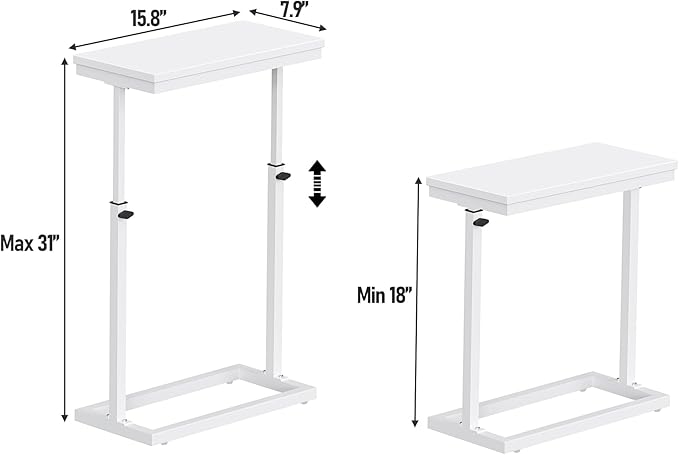 TUTOTAK End Table, Side Table, Tall Couch Table, Sofa Table, Living Room, Bedroom,White TB01BW083