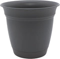 The HC Companies Eclipse Round Planter with Saucer - Outdoor & Indoor Plant Pot with Drainage Holes - Lightweight, UV-Resistant Plastic Pots for Plants, Flowers & Herbs (20" Warm Gray, Pack of 1)