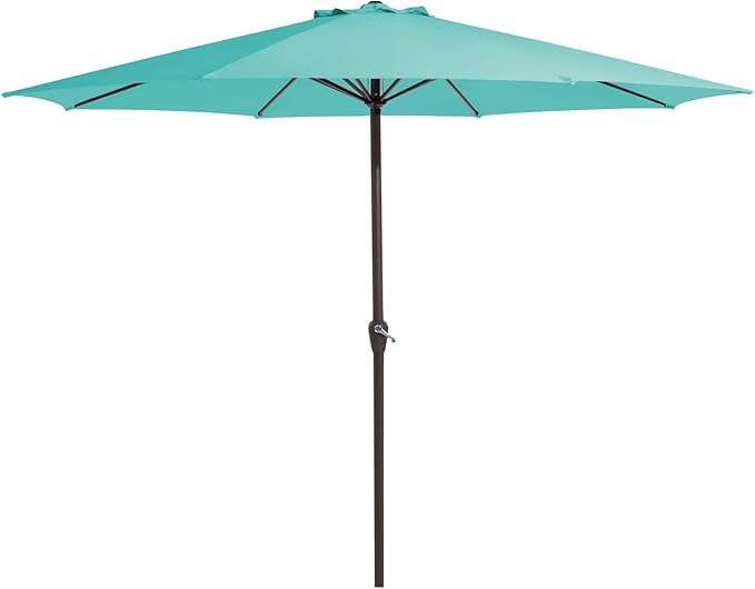 MEWAY 12ft Patio Umbrella Outdoor Table Umbrellas with Crank, Market Umbrella 8 Sturdy Ribs for Deck, Garden, Pool and Backyard, Teal