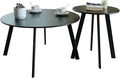 Outdoor Patio Coffee Table Set of 2, Weather Resistant End Table, Round Nesting Tables for Living Room Balcony Office,Black