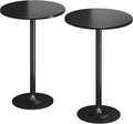 Flamaker Round Bistro Pub Table Modern Style Metal Base MDF Top Cocktail Bar Table Counter Bar Height for Pub, Dining Room, Party (2, Full Black)