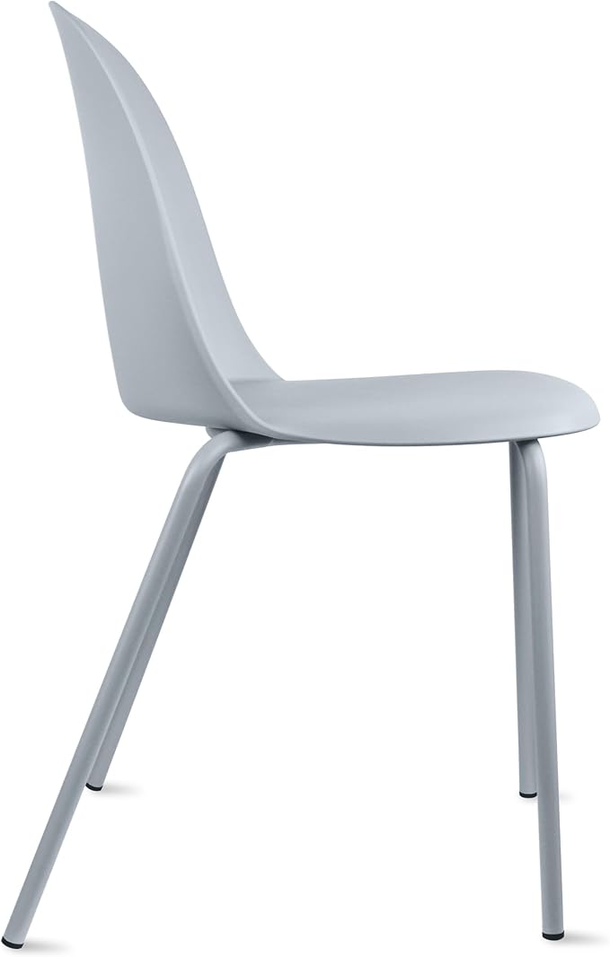 2xhome Modern Stackable Armless Dining Chair | Plastic Shell Seat with Metal Legs | Indoor or Outdoor Use | Home Kitchen Patio (1, Grey, No Padding)