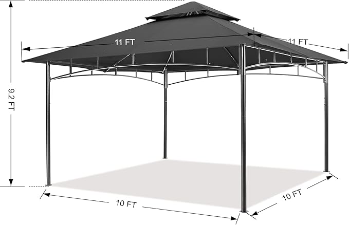 MASTERCANOPY Outdoor Garden Gazebo for Patios with Stable Steel Frame (11x11, Dark Gray)