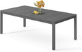 Stoog All-Weather Patio Dining Table for 6, Outdoor HIPS & Aluminum Frame Dining Table with 350 lbs Weight Capacity, Umbrella Hole, Grey