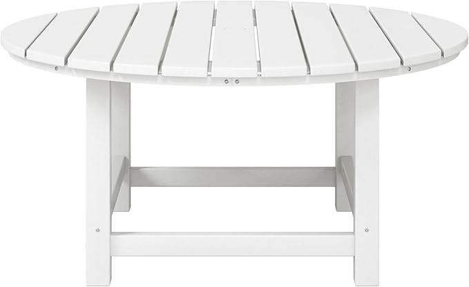 WestinTrends Malibu Low Outdoor HDPE Round Patio Coffee Table, White