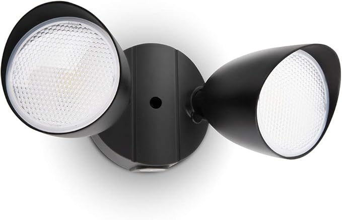 LUTEC 6222B 3500 Lumen 32 Watt 28 LED Dual-Head Floodlight Outdoor, Full Metal Design, Waterproof Exterior Security Wall Light 5000K for Patio, Garden, Yard-Black