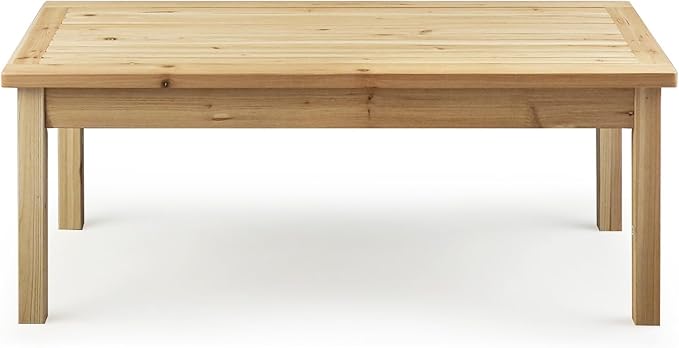 VINGLI Solid Wood Patio Coffee Table, Outdoor Garden Tea Table for Porch Balcony Yard, 44.09" Long Rustic End Table, Weather-Resistant Wooden Console Table